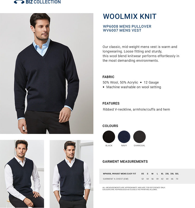Woolmix Knit Pullover size chart