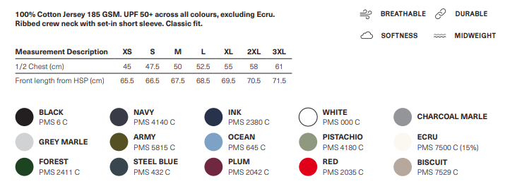 Goodmates Womens Classic Tee size chart
