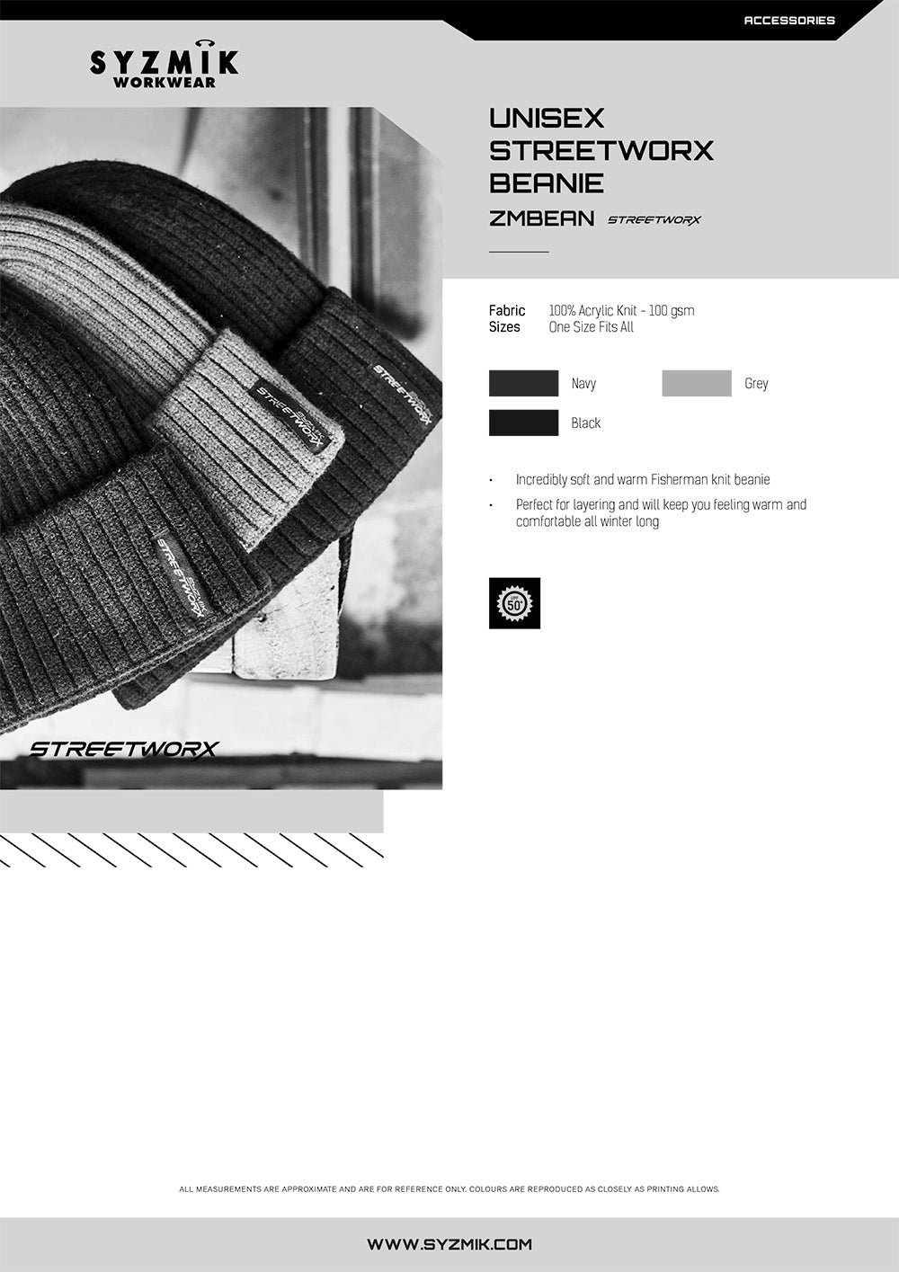 QE (EMB) Beanie size chart