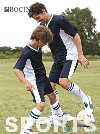 Bocini CK618 Adult Soccer Panel Shorts in Navy/White