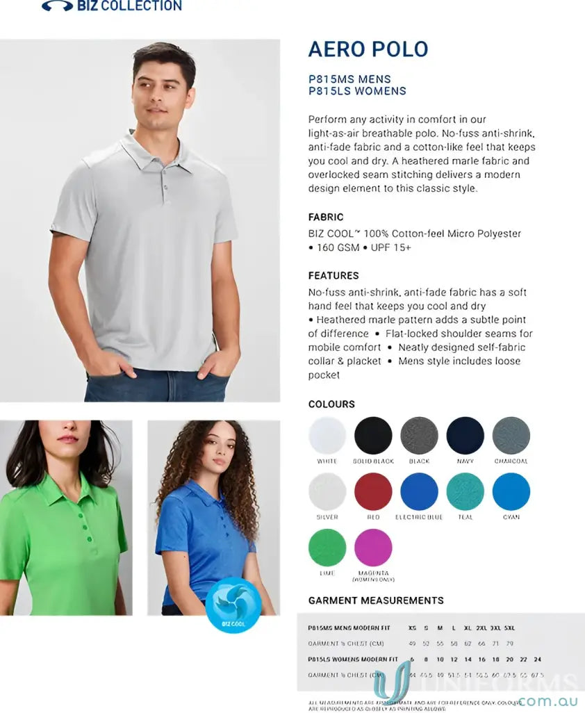 Aero Polo product details from Biz Collection Aero Polo mens polo shirt