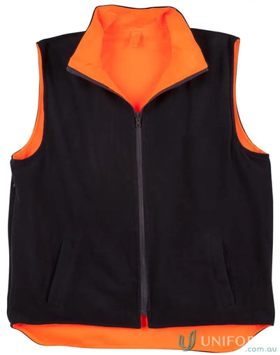 Reversible black and orange fleece vest from Winning Spirit AIW Safety Reflective Vest for work environments