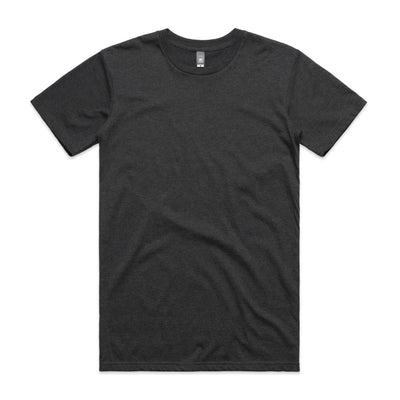 Black crew neck t-shirt with short sleeves and a ribbed neckline, made of cotton.