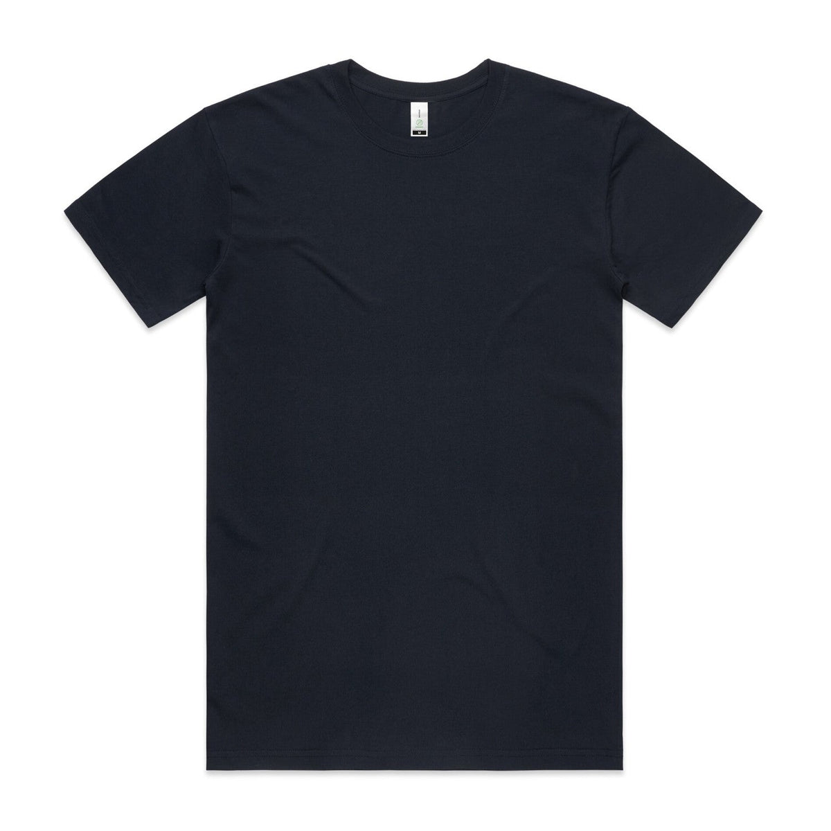 Black v-neck t-shirt with short sleeves and a simple design.