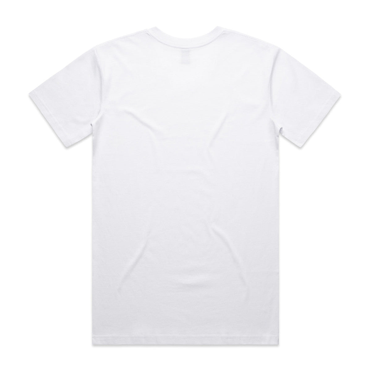 White crew neck t-shirt with short sleeves and a simple design.