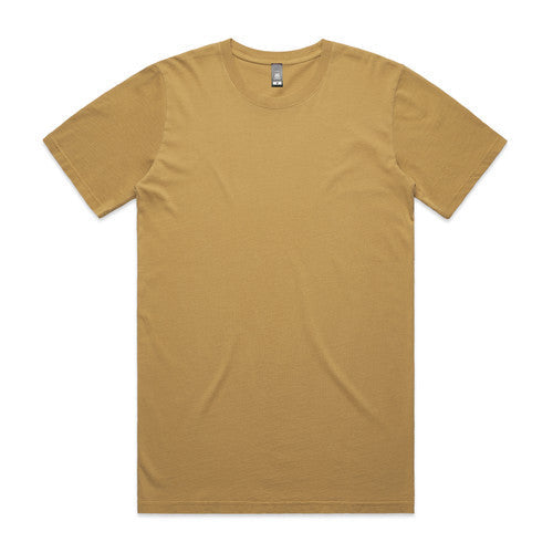Mustard yellow crew neck t-shirt with short sleeves and a relaxed fit.
