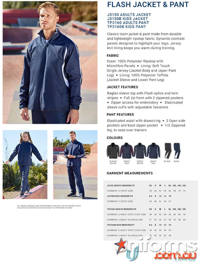 Biz Collection TP3160 Biz Collection Adults Flash Track Bottoms in Navy