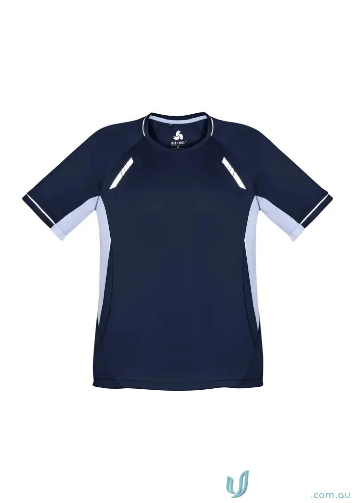 Navy and gray Biz Collection Renegade Tee featuring a renegade short sleeve design