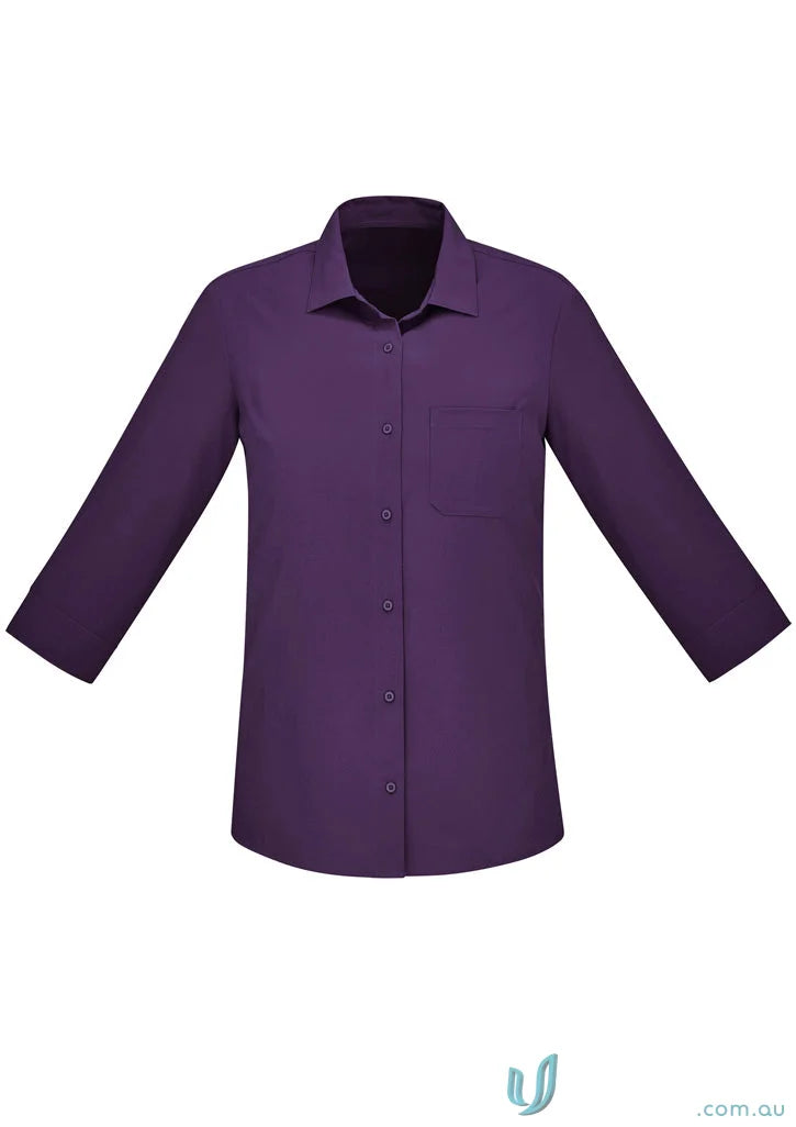 Biz Collection CS951LT-1 Bizcare Easy Stretch 3Q Sleeve Shirt in Purple