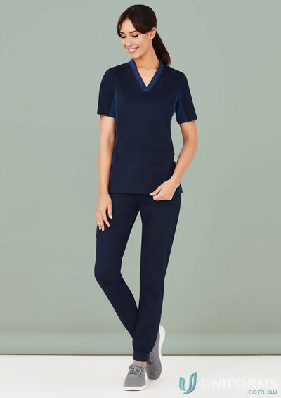 Navy blue Riley Slim Leg Scrub Pant from Biz Care Women’s scrub set