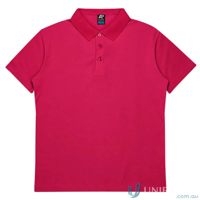 Hunter Kids Polo in vibrant fuchsia, pique knit, perfect for uniforms or workwear