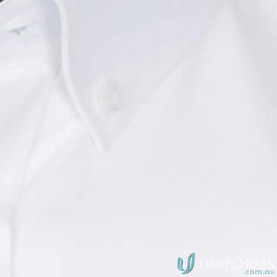 Womens fine Oxford silk protein shirt with easy iron slim fit and visible top button