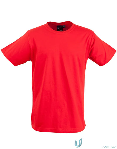Red short-sleeved Braybrook Unisex Tee, perfect budget unisex tee for style and comfort