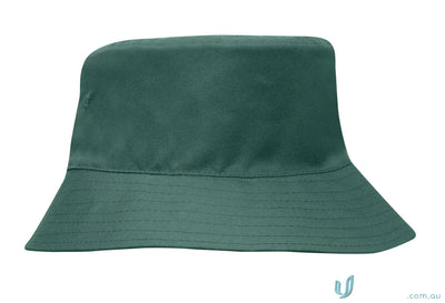 Dark green bucket hat for kids, perfect for uniforms or workwear, see faq link