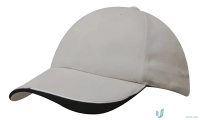 Gray and black baseball cap with brushed heavy sports twill and contour trim