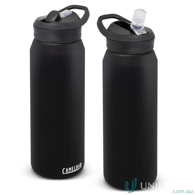 Two black CamelBak Eddy+ Vacuum 1L bottles, dishwasher safe and BPA free