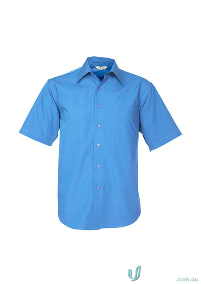 Blue Chelsea SS Shirt, metro short sleeve tapered fit poplin blend tee for men