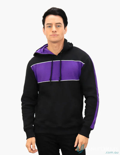 Man wearing Chesty Hoodie with chest panel and anti-pill fleece, perfect for uniforms