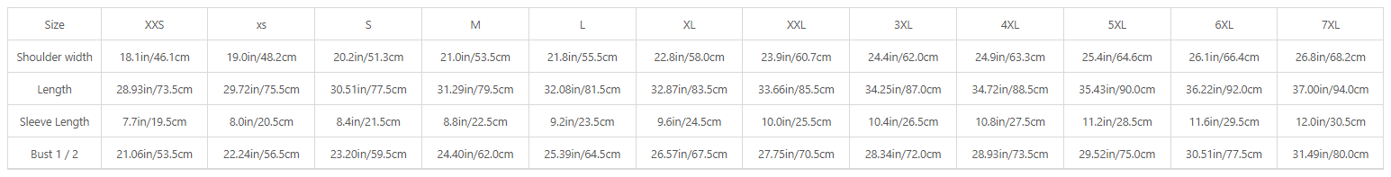 Tropical Resort Shirt | Hibiscus size chart