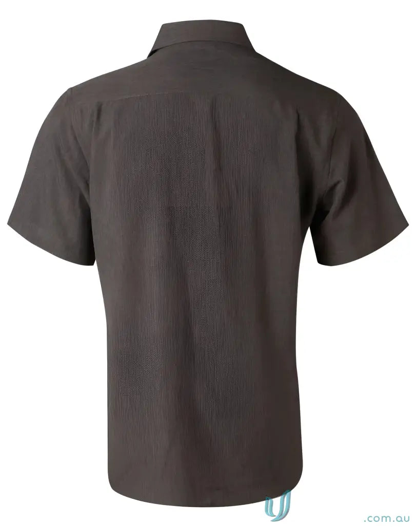 Winning Spirit M7600S mens cooldry short sleeve brown button-down shirt