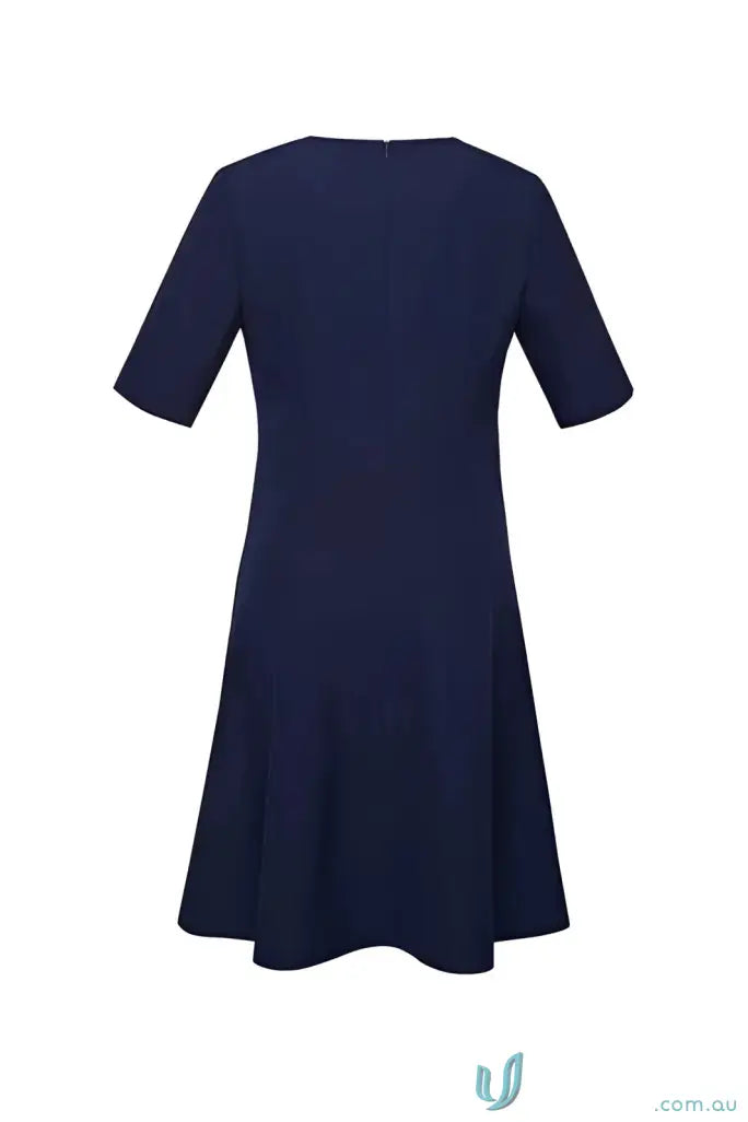Navy blue short-sleeved dress from CR EMB Ladies Extended Dress, perfect workwear or uniform