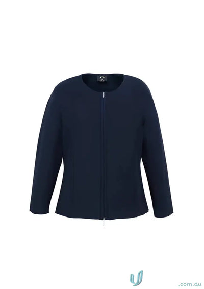 Navy blue zippered cardigan perfect for work uniforms or workwear from CR (EMB) Ladies Zip Cardigan