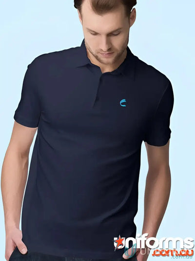 Navy blue polo shirt from CR EM Mens Polo, perfect for work uniforms and workwear