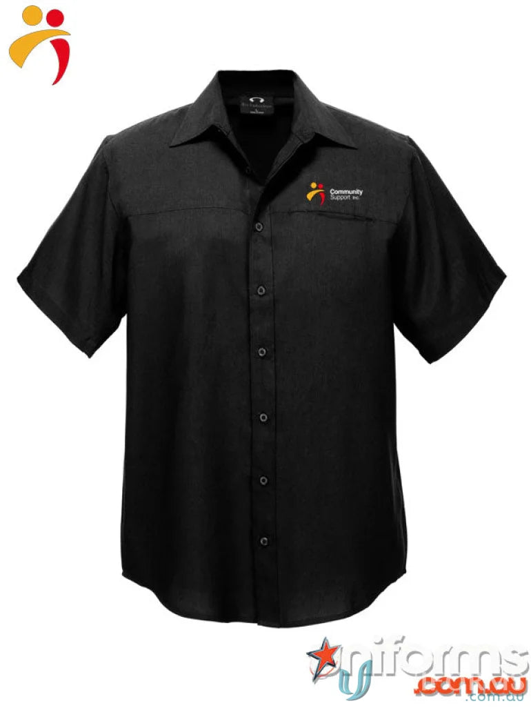 Black short-sleeved button-down shirt from CSI Mens SS Shirt for biz comfortcool uniforms