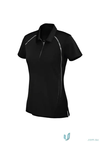 Mens cyber polo Black polo shirt with silver accents from Biz Collection Cyber p604ms