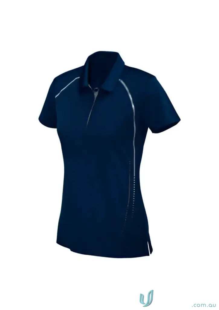 Mens cyber polo Navy blue polo shirt with silver accents from Biz Collection Cyber p604ms