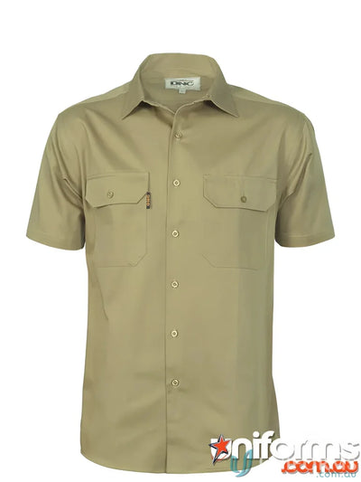 Khaki short-sleeved work shirt from DNC Breeze Work SS Shirt for uniforms and workwear