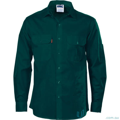 Green long-sleeved work shirt from DNC Cool-Breeze L/S Work Shirt, perfect for workwear and uniforms