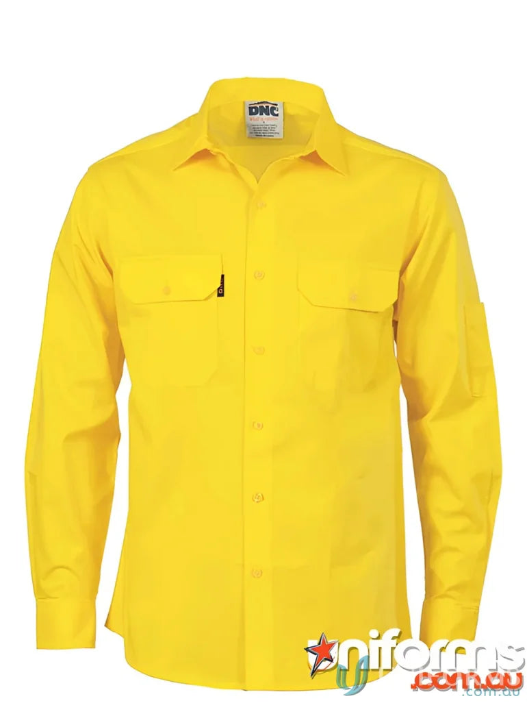 Yellow long-sleeved work shirt from DNC Cool-Breeze workwear uniforms