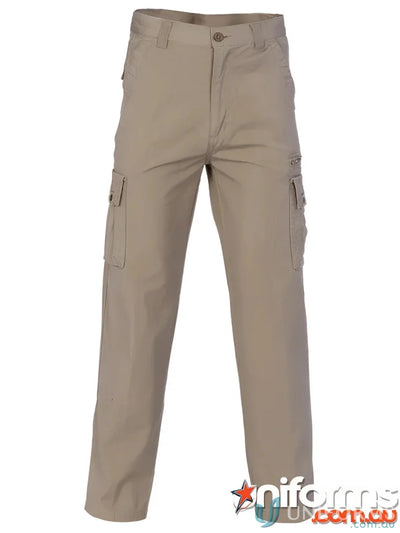 Khaki DNC Duck Weave Island Cargo Pants made from soft island cotton duck fabric