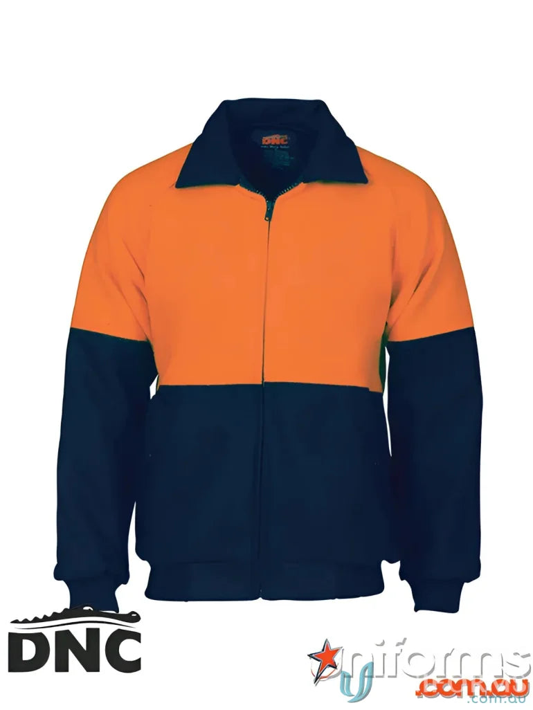 Orange and navy DNC PVC Rain Jacket with full zipper and ribbed cuffs for waterproof style
