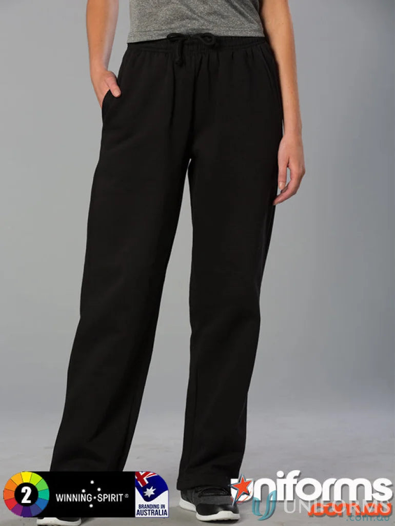 Black eagle fleece track pants with drawstrings and reinforced knee pads