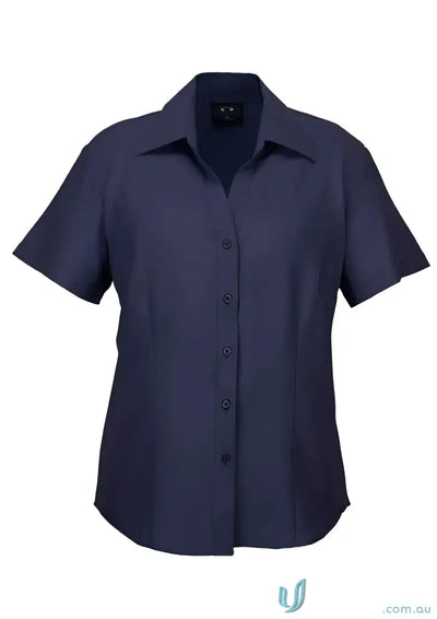 Navy blue Short-Sleeve Button-Down Shirt for workwear or uniforms - Mildura ELC JH-0763