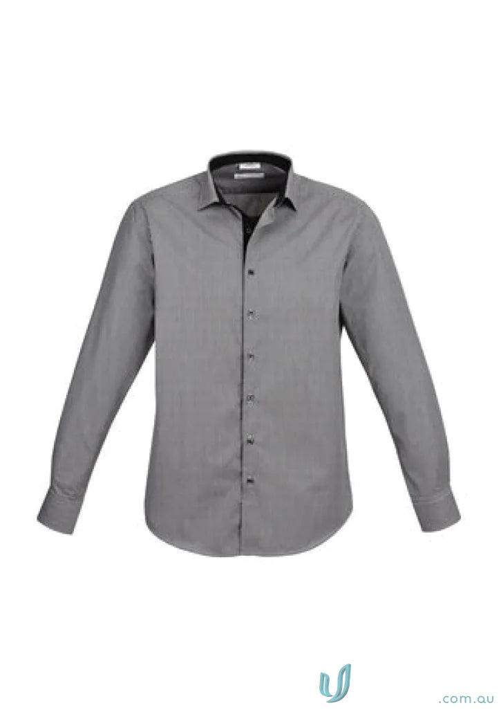 Gray Edge Long Sleeve Shirt with Check Pattern for Mens Edge Long Dress Style