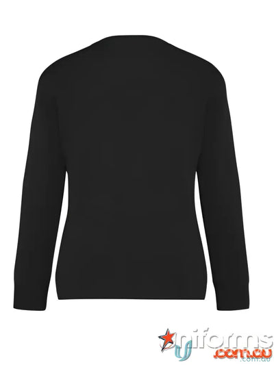 Black long-sleeved cardigan from EILBECK perfect for work uniforms or casual uniforms