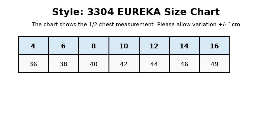 Kids Eureka Polo size chart