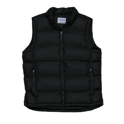 Frontier puffa vest with stand-up collar, zipper, side pockets