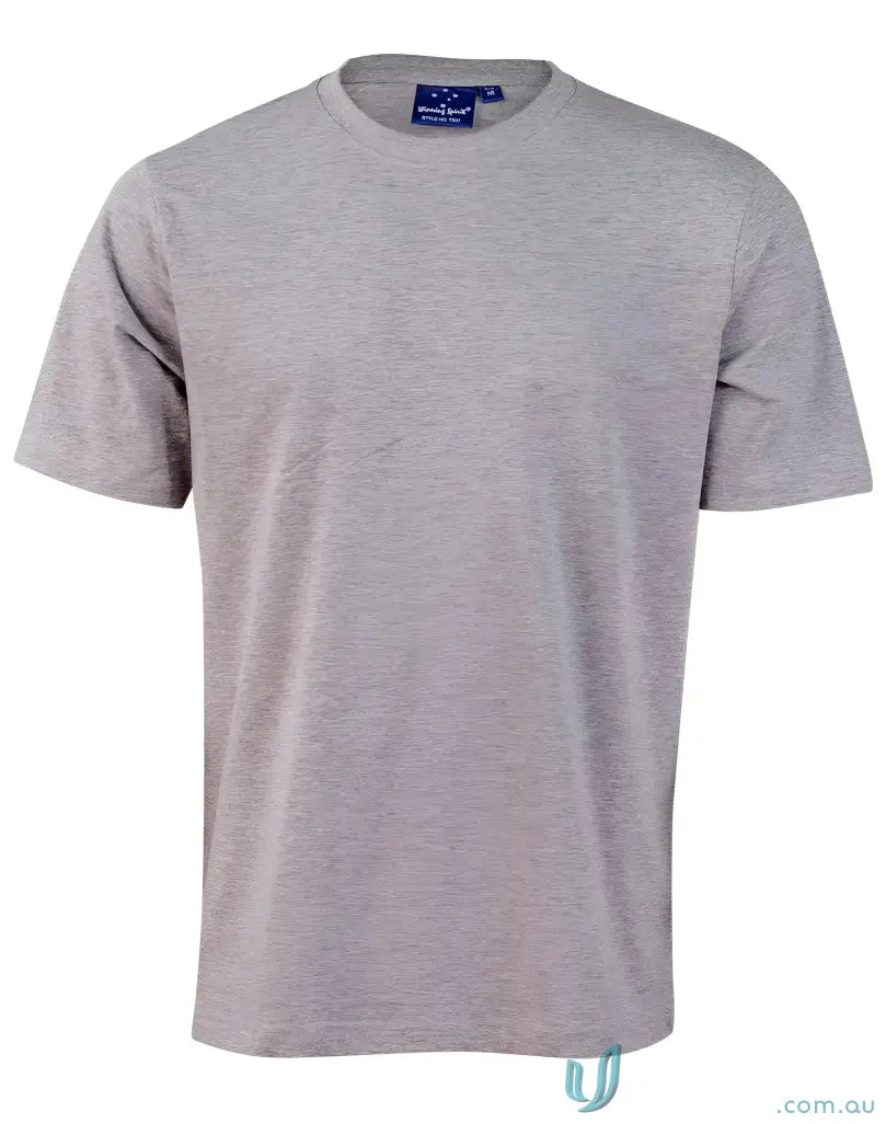 Gray crew-neck T-shirt made of combed cotton, perfect for uniforms and workwear