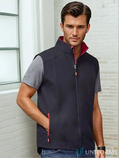 Mens dark blue Gainsford Softshell Vest from Geneva Softshell Vest J404M collection mens