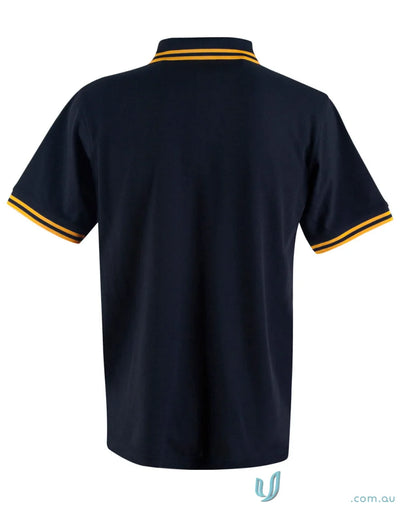 Navy Grace Polo with gold trim featuring TrueDry Pique Short Sleeve Polo PS65