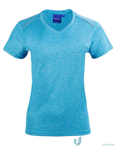Aqua V-neck T-shirt from Ts46 Harland Tee collection, perfect for a winning spirit harland ladies tee style