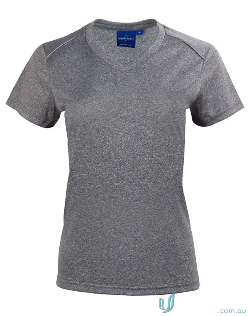Gray V-neck T-shirt from Ts46 Harland Tee with a winning spirit for ladies