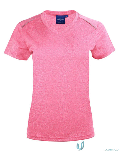 Pink short-sleeved ts46 Harland Tee, perfect for a winning spirit ladies tee style