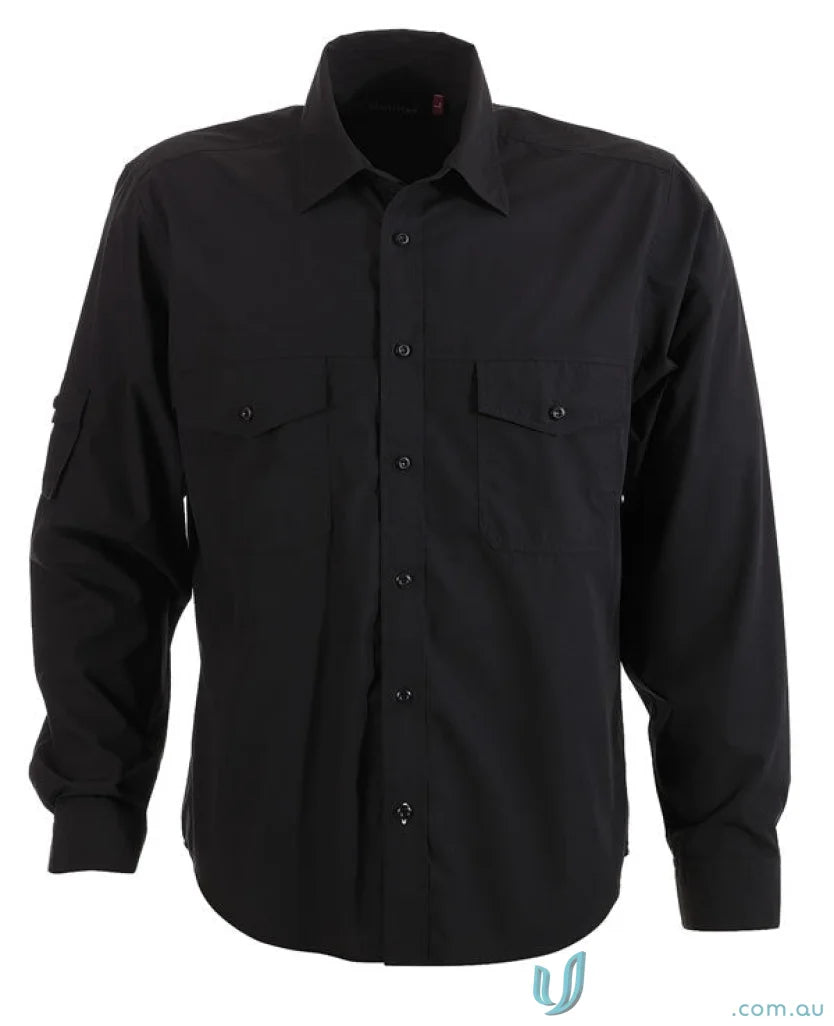 Black long-sleeved shirt perfect for workwear and uniforms in the Harley L/S Shirt collection