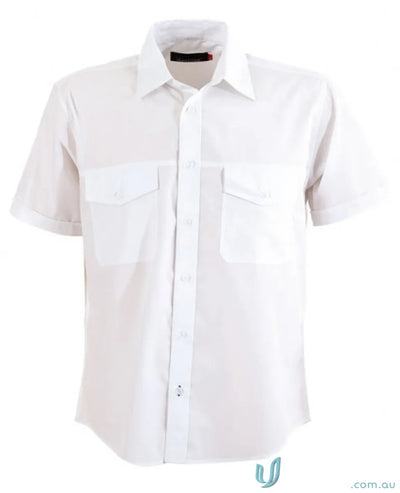 White short-sleeved button-down shirt perfect for workwear or uniforms in the Harley SS Shirt collection