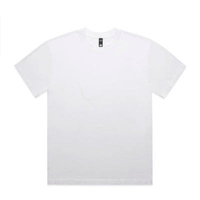 White plain t-shirt with short sleeves and crew neck.